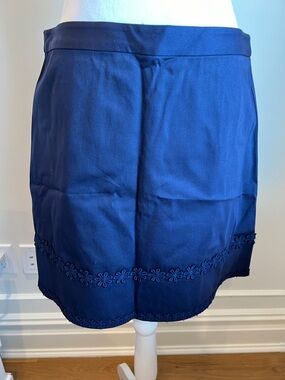 Draper James Navy Floral Trim Mini Skirt